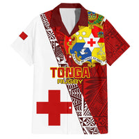 Tonga Rugby Family Matching Tank Maxi Dress and Hawaiian Shirt Tongan Go 2023 World Cup LT01 Dad's Shirt - Short Sleeve Red - Polynesian Pride
