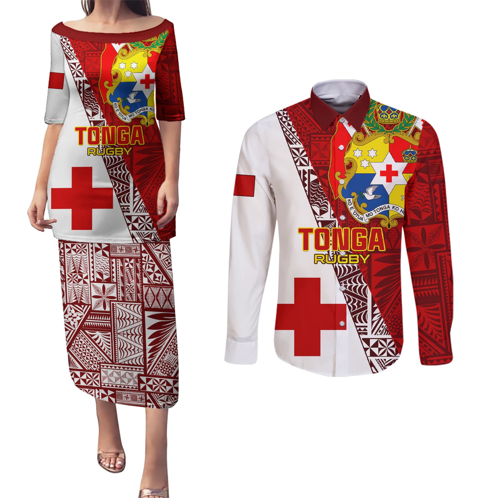 custom-tonga-rugby-couples-matching-puletasi-dress-and-long-sleeve-button-shirts-tongan-go-2023-world-cup