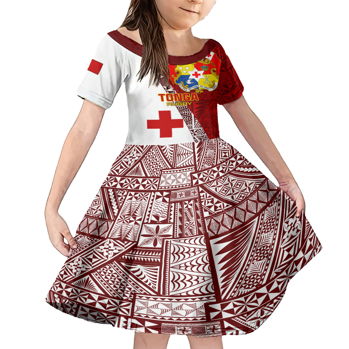 Custom Tonga Rugby Kid Short Sleeve Dress Tongan Go 2023 World Cup LT01 KID Red - Polynesian Pride