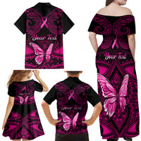personalised-pink-out-family-matching-off-shoulder-maxi-dress-and-hawaiian-shirt-breast-cancer-awareness-polynesian-pattern-black-version