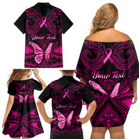 personalised-pink-out-family-matching-off-shoulder-short-dress-and-hawaiian-shirt-breast-cancer-awareness-polynesian-pattern-black-version