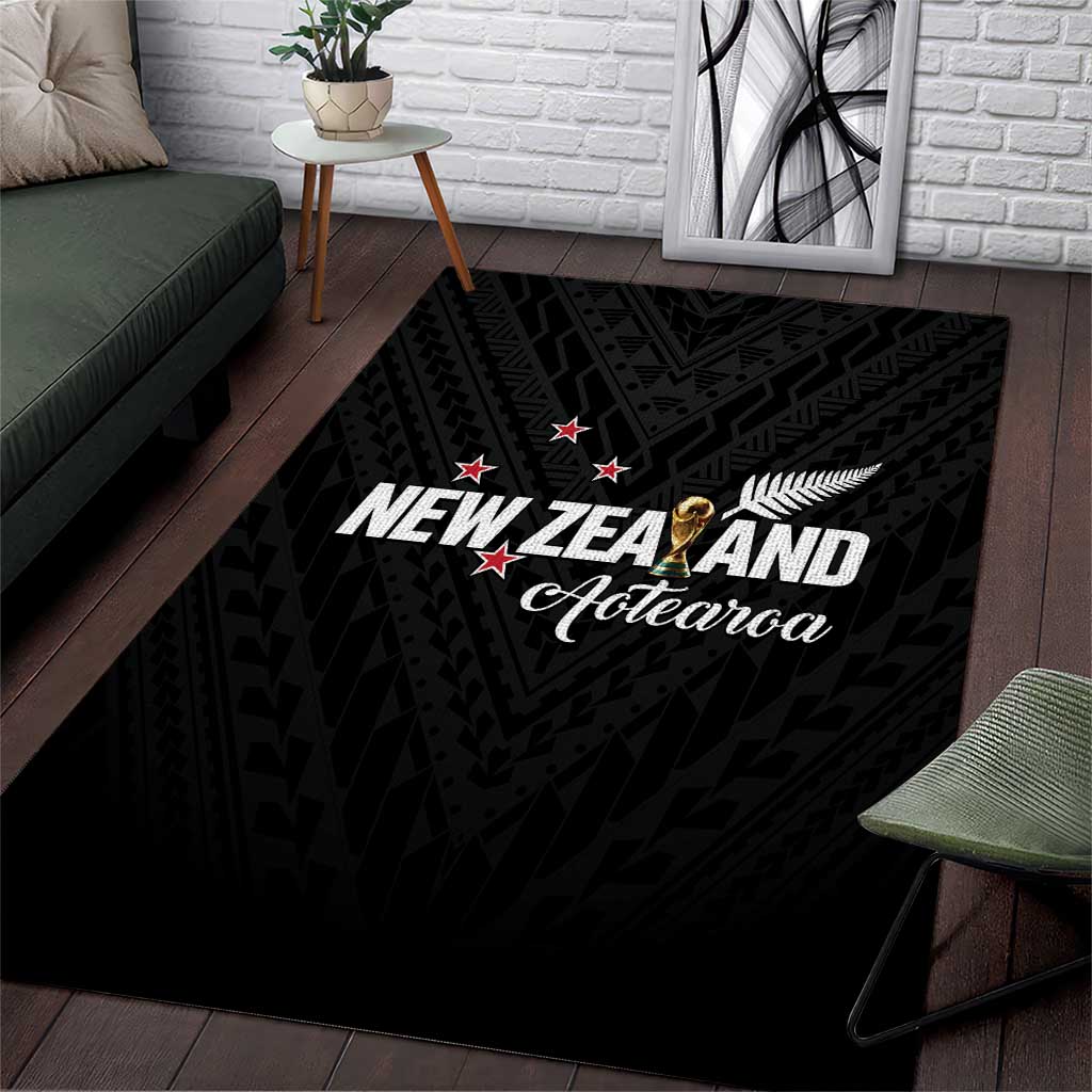 Football New Zealand Area Rug Aotearoa United Black Version LT01 Black - Polynesian Pride
