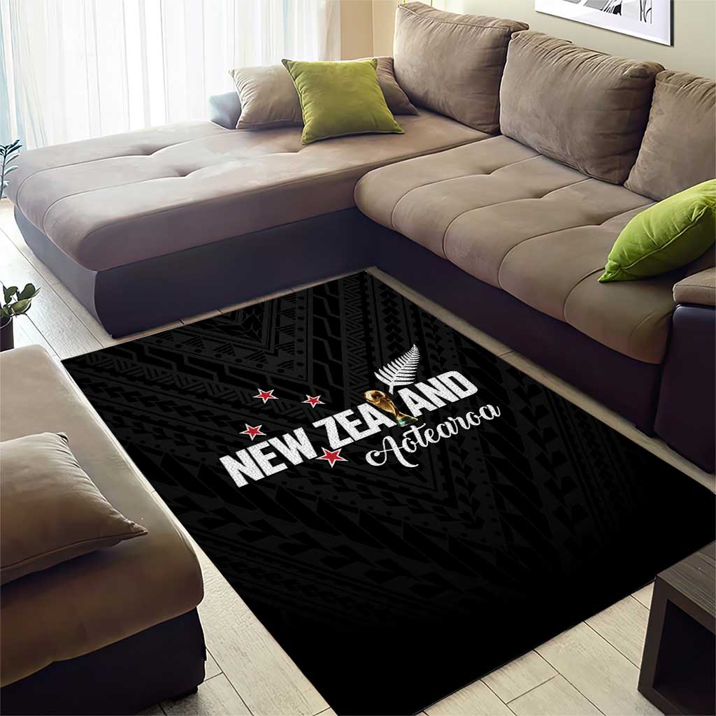 Football New Zealand Area Rug Aotearoa United Black Version LT01 - Polynesian Pride