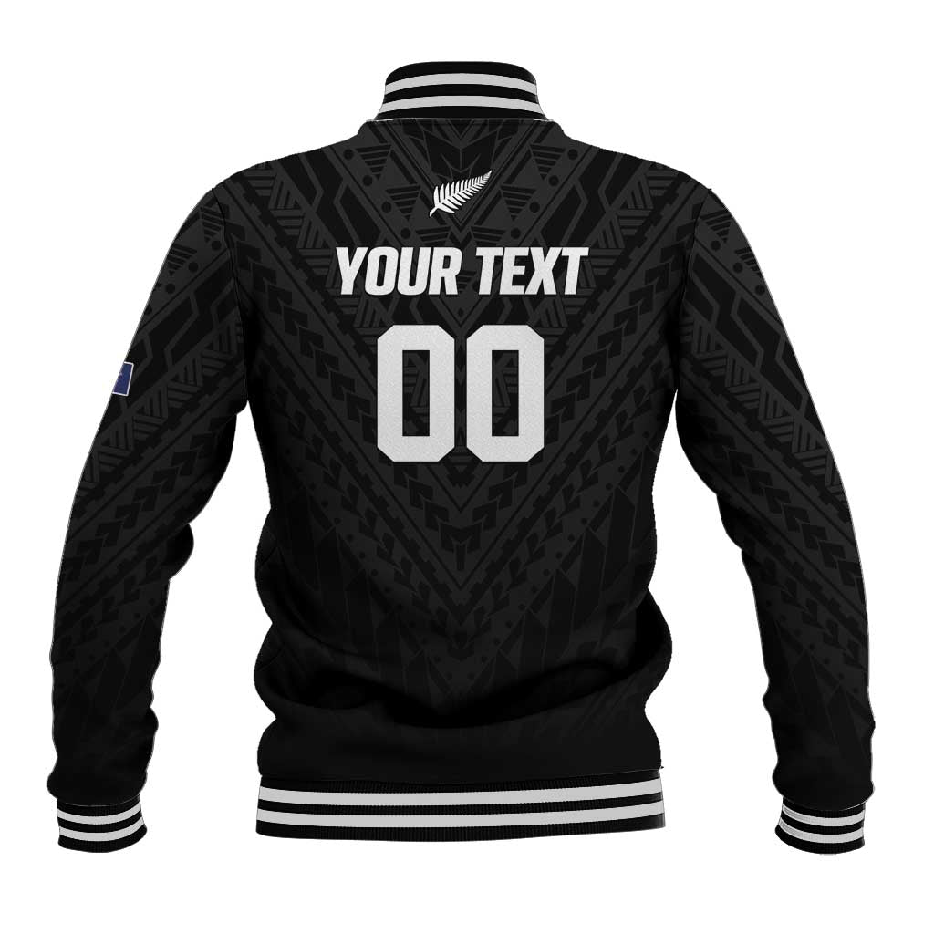 Custom Football New Zealand Baseball Jacket Aotearoa United Black Version LT01 - Polynesian Pride