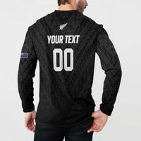 Custom Football New Zealand Button Sweatshirt Aotearoa United Black Version LT01 - Polynesian Pride