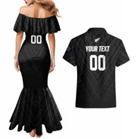 Custom Football New Zealand Couples Matching Mermaid Dress and Hawaiian Shirt Aotearoa United Black Version LT01 - Polynesian Pride