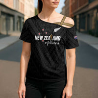 Custom Football New Zealand Cross Shoulder Shirt Aotearoa United Black Version LT01 - Polynesian Pride