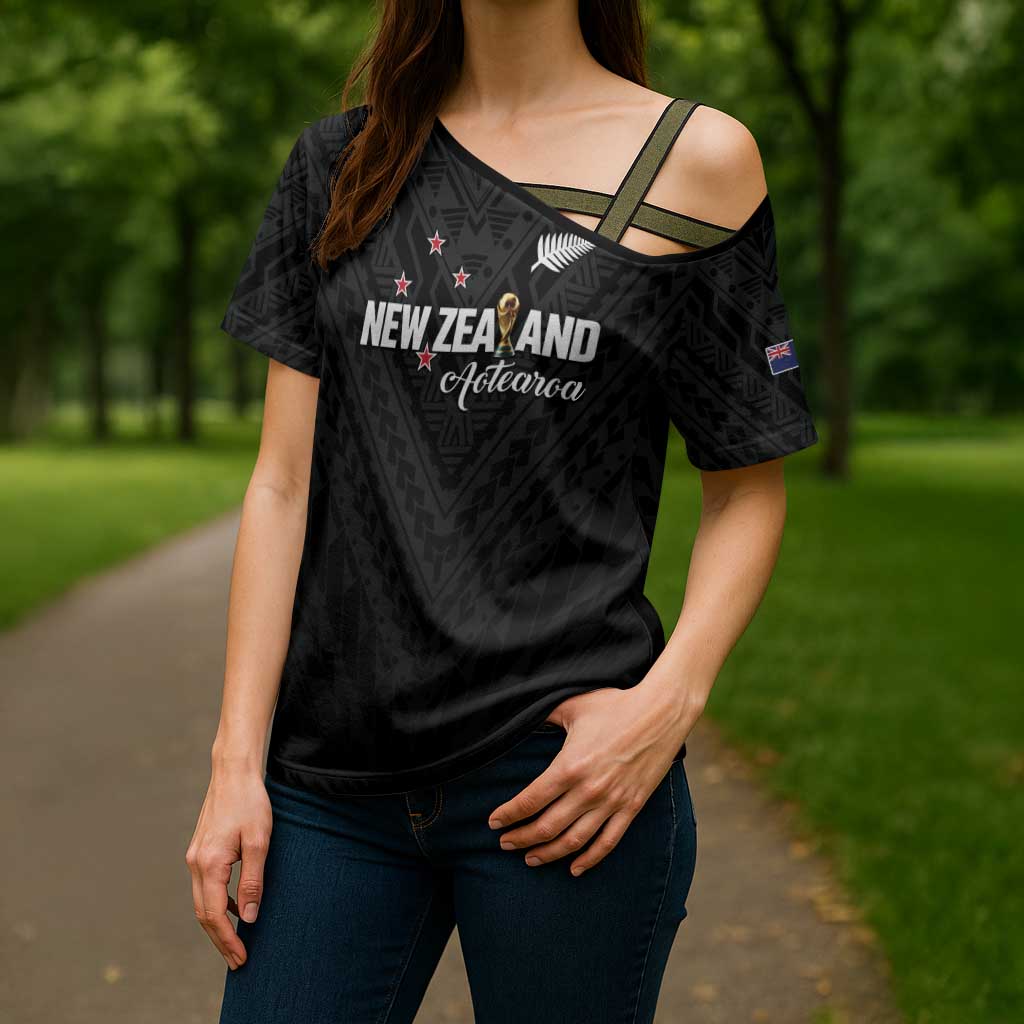 Custom Football New Zealand Cross Shoulder Shirt Aotearoa United Black Version LT01 - Polynesian Pride