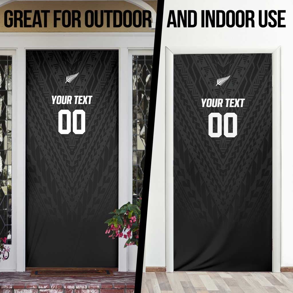 Custom Football New Zealand Door Cover Aotearoa United Black Version LT01 - Polynesian Pride