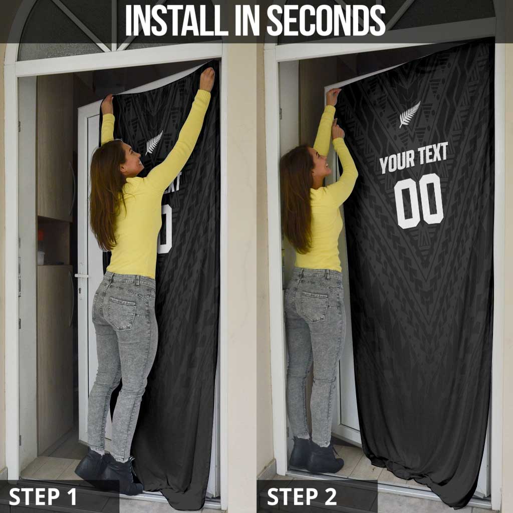 Custom Football New Zealand Door Cover Aotearoa United Black Version LT01 - Polynesian Pride
