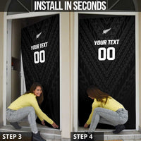 Custom Football New Zealand Door Cover Aotearoa United Black Version LT01 - Polynesian Pride