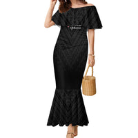 Custom Football New Zealand Family Matching Mermaid Dress and Hawaiian Shirt Aotearoa United Black Version - Polynesian Pride