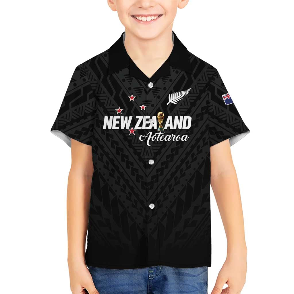 Custom Football New Zealand Family Matching Mermaid Dress and Hawaiian Shirt Aotearoa United Black Version - Polynesian Pride