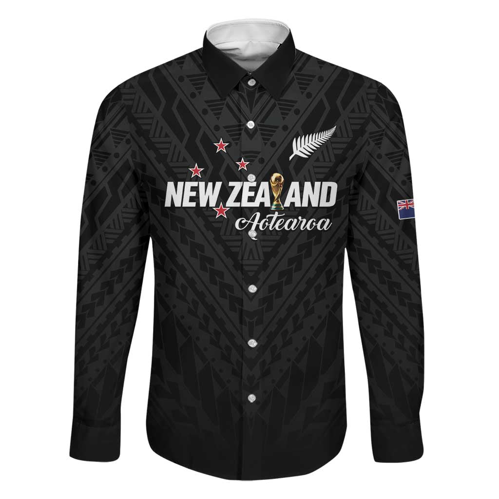 Custom Football New Zealand Family Matching Off Shoulder Maxi Dress and Hawaiian Shirt Aotearoa United Black Version - Polynesian Pride