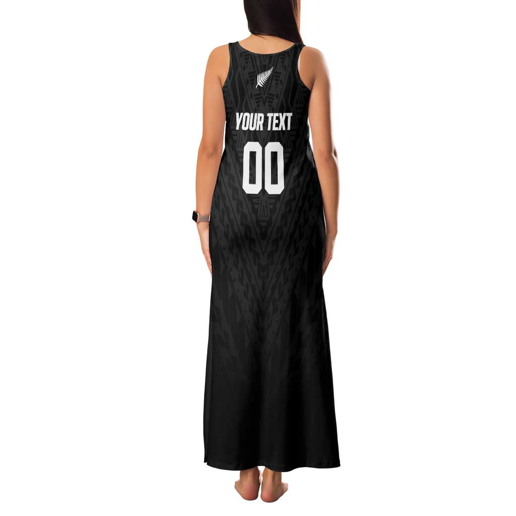 Custom Football New Zealand Family Matching Tank Maxi Dress and Hawaiian Shirt Aotearoa United Black Version - Polynesian Pride