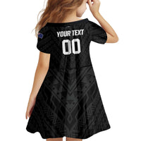 Custom Football New Zealand Kid Short Sleeve Dress Aotearoa United Black Version LT01 - Polynesian Pride