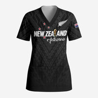 Custom Football New Zealand Scrub Top Aotearoa United Black Version LT01 Adult Black - Polynesian Pride