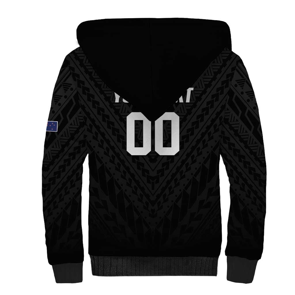 Custom Football New Zealand Sherpa Hoodie Aotearoa United Black Version LT01 - Polynesian Pride