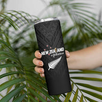 Custom Football New Zealand Skinny Tumbler Aotearoa United Black Version - Polynesian Pride
