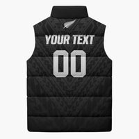 Custom Football New Zealand Sleeveless Puffer Jacket Aotearoa United Black Version LT01 - Polynesian Pride