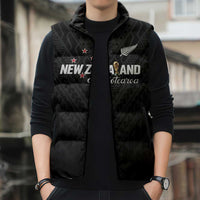 Custom Football New Zealand Sleeveless Puffer Jacket Aotearoa United Black Version LT01 - Polynesian Pride