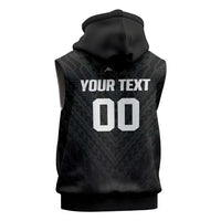 Custom Football New Zealand Sleeveless Zip Hoodie Aotearoa United Black Version LT01 - Polynesian Pride