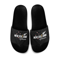 Football New Zealand Slide Sandals Aotearoa United Black Version LT01 Black - Polynesian Pride
