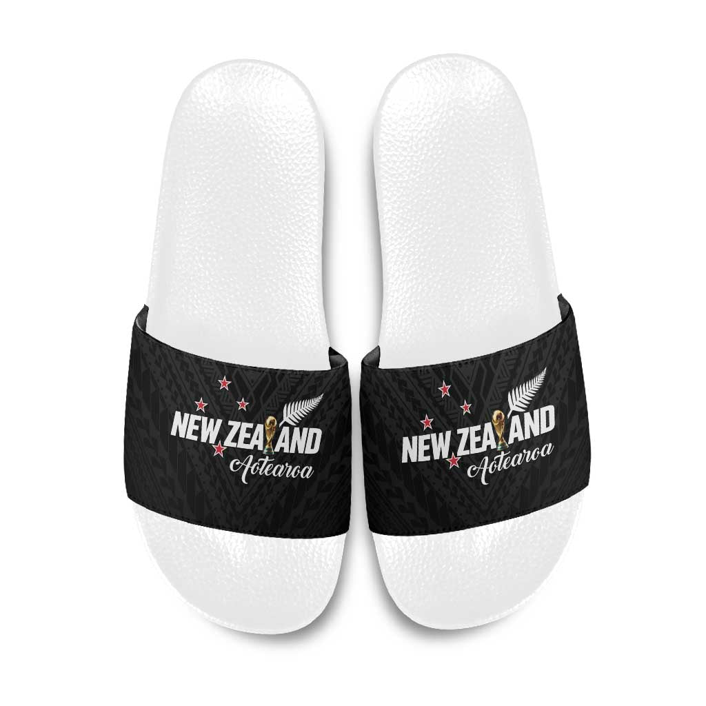 Football New Zealand Slide Sandals Aotearoa United Black Version LT01 Black - Polynesian Pride