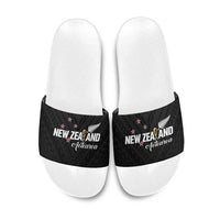 Football New Zealand Slide Sandals Aotearoa United Black Version LT01 Black - Polynesian Pride