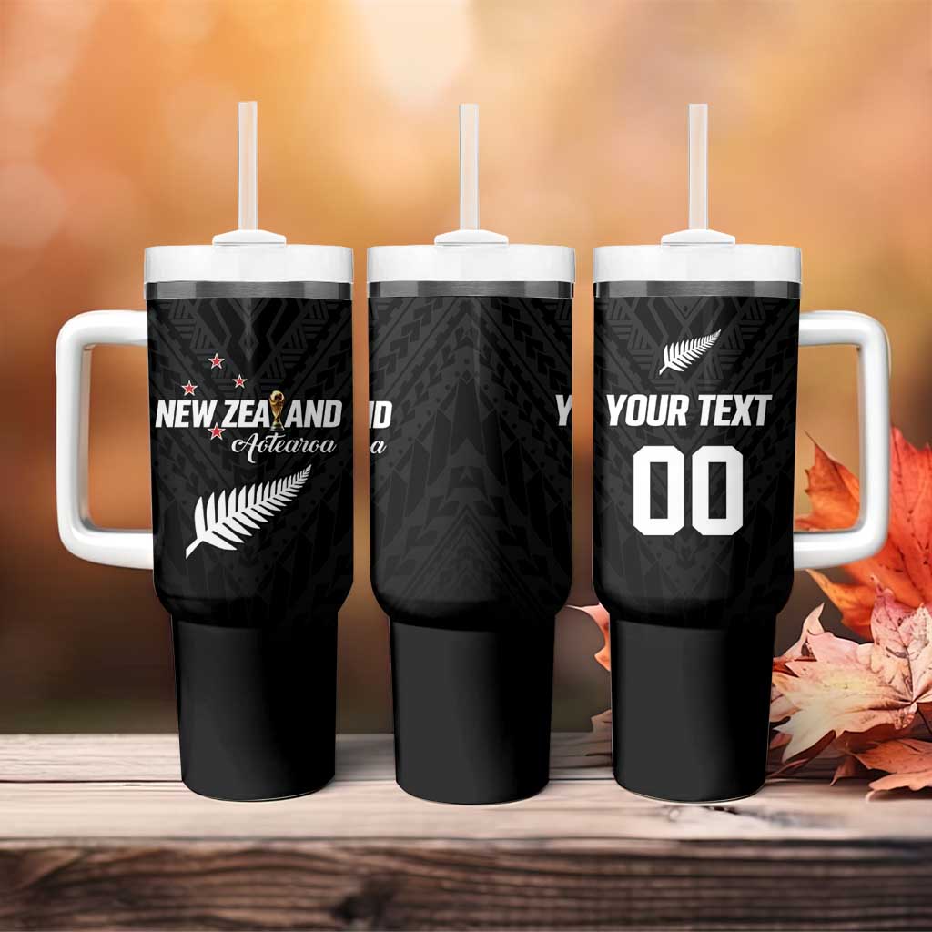 Custom Football New Zealand Tumbler With Handle Aotearoa United Black Version LT01 - Polynesian Pride