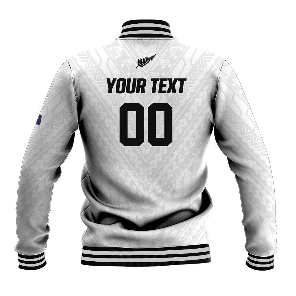 Custom Football New Zealand Baseball Jacket Aotearoa United White Version LT01 - Polynesian Pride