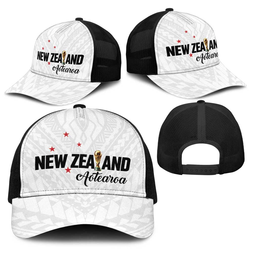 Football New Zealand Baseball Net Cap Aotearoa United White Version LT01 - Polynesian Pride