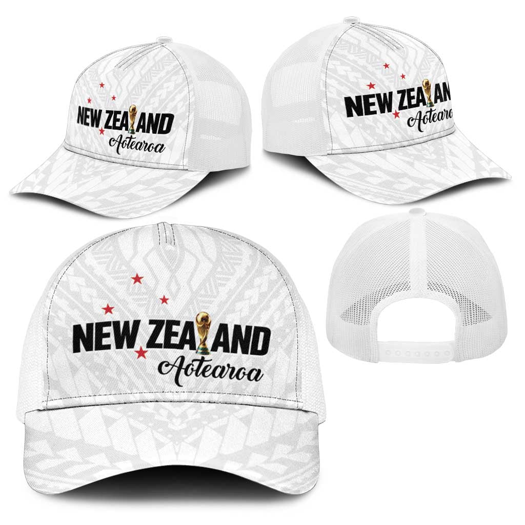 Football New Zealand Baseball Net Cap Aotearoa United White Version LT01 - Polynesian Pride