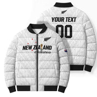 Custom Football New Zealand Bomber Puffer Jacket Aotearoa United White Version LT01 - Polynesian Pride