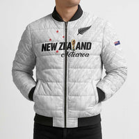 Custom Football New Zealand Bomber Puffer Jacket Aotearoa United White Version LT01 - Polynesian Pride
