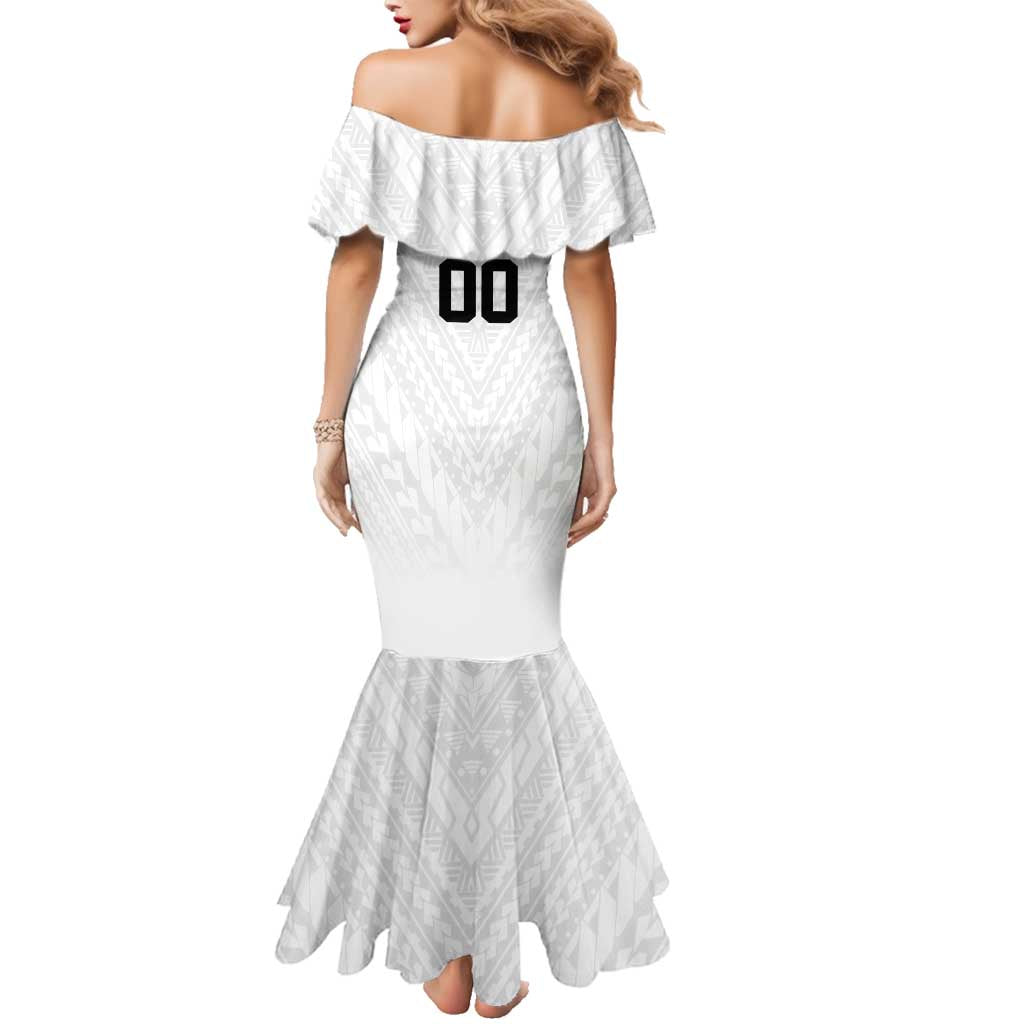 Custom Football New Zealand Family Matching Mermaid Dress and Hawaiian Shirt Aotearoa United White Version - Polynesian Pride
