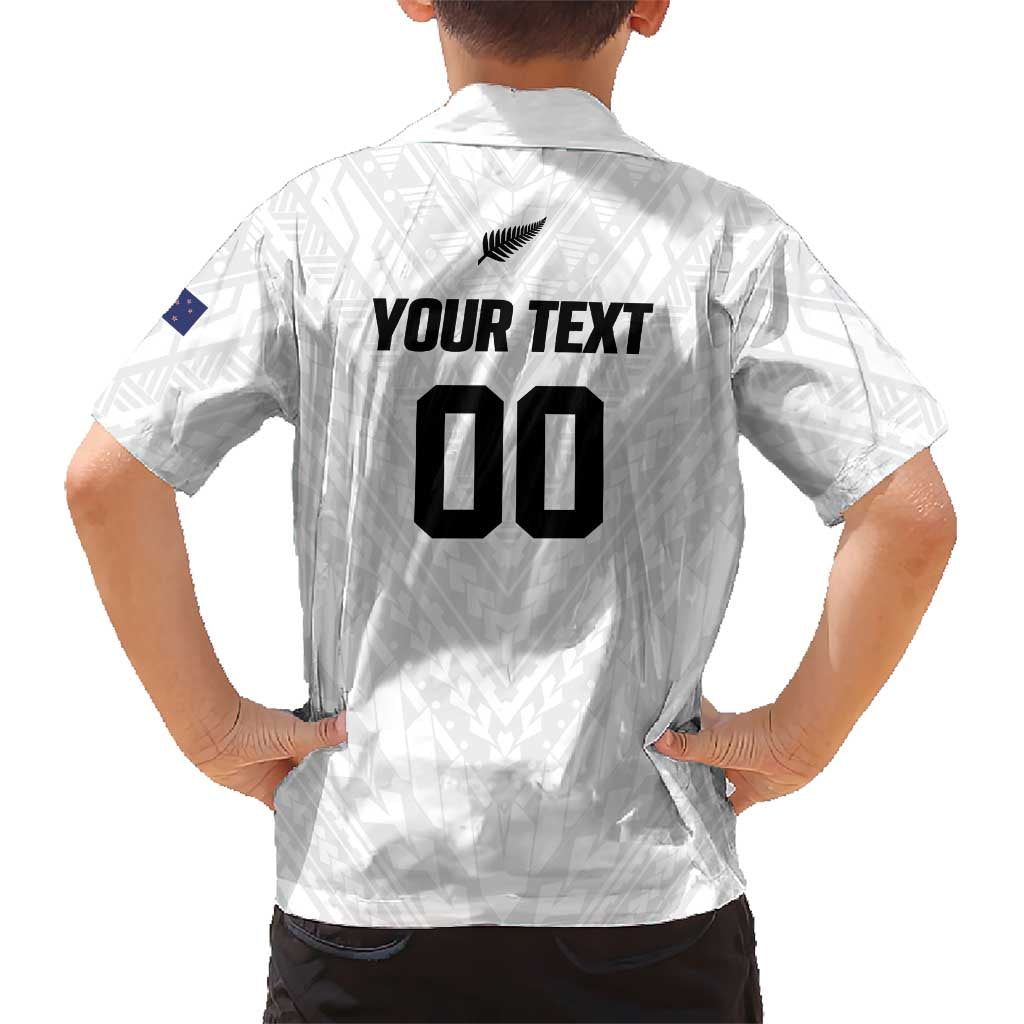 Custom Football New Zealand Family Matching Short Sleeve Bodycon Dress and Hawaiian Shirt Aotearoa United White Version LT01 - Polynesian Pride