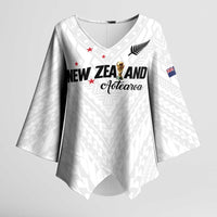 Custom Football New Zealand Kimono Sleeve Blouse Aotearoa United White Version LT01 Female White - Polynesian Pride