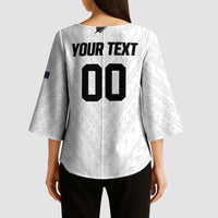 Custom Football New Zealand Kimono Sleeve Blouse Aotearoa United White Version LT01 - Polynesian Pride