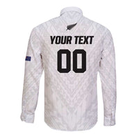 Custom Football New Zealand Long Sleeve Button Shirt Aotearoa United White Version LT01 - Polynesian Pride