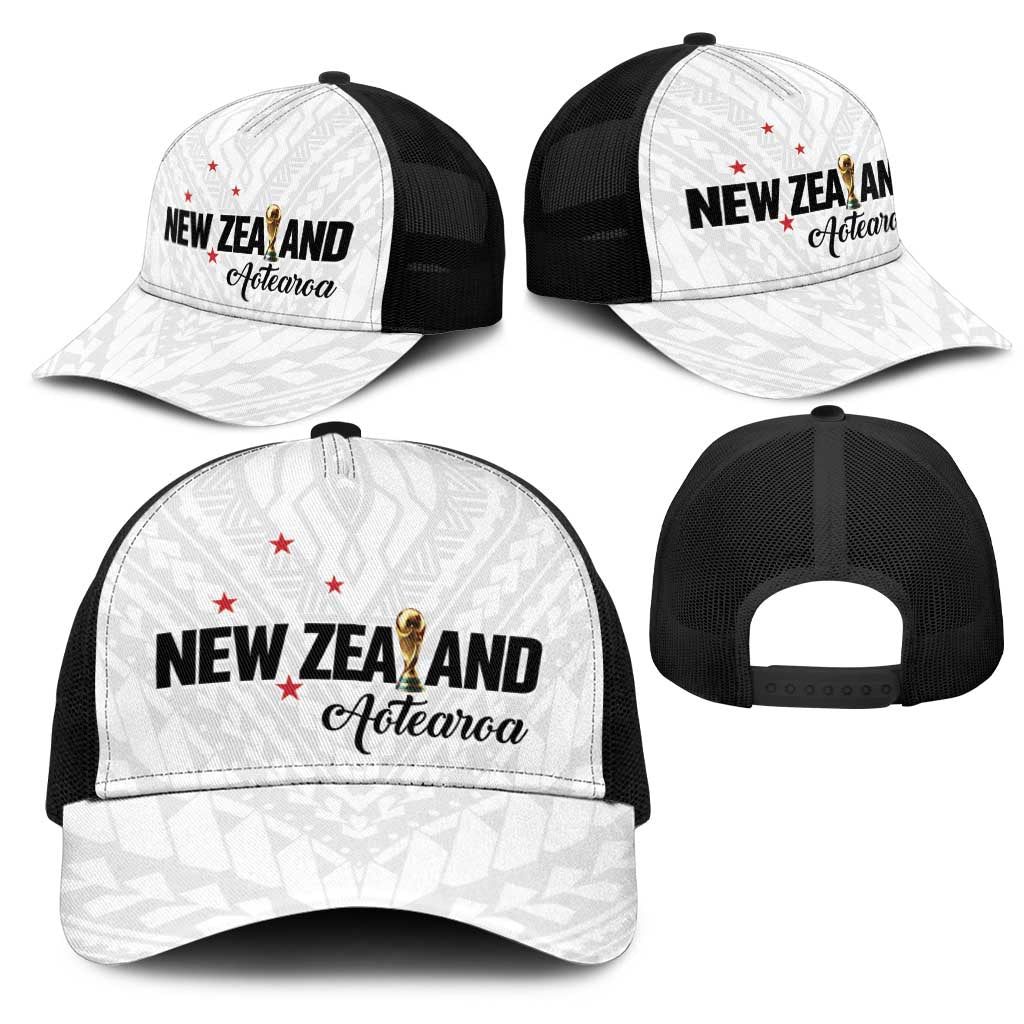 Football New Zealand Mesh Trucker Cap Aotearoa United White Version LT01 - Polynesian Pride