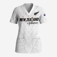 Custom Football New Zealand Scrub Top Aotearoa United White Version LT01 Adult White - Polynesian Pride