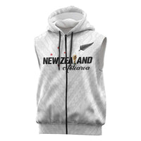 Custom Football New Zealand Sleeveless Zip Hoodie Aotearoa United White Version LT01 White - Polynesian Pride