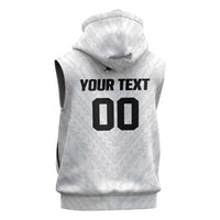 Custom Football New Zealand Sleeveless Zip Hoodie Aotearoa United White Version LT01 - Polynesian Pride