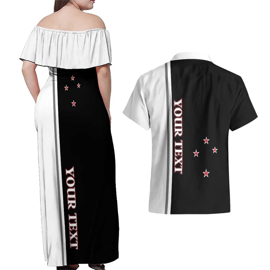 Personalised New Zealand 2025 Archery Basic Couples Matching Off Shoulder Maxi Dress and Hawaiian Shirt Archery NZ