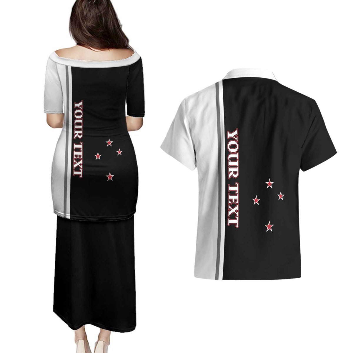 Personalised New Zealand 2025 Archery Basic Couples Matching Puletasi and Hawaiian Shirt Archery NZ