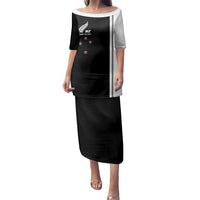 Personalised New Zealand 2025 Archery Basic Family Matching Puletasi and Hawaiian Shirt Archery NZ LT01 Mom's Dress Black - Polynesian Pride