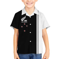 Personalised New Zealand 2025 Archery Basic Family Matching Puletasi and Hawaiian Shirt Archery NZ LT01 Son's Shirt Black - Polynesian Pride