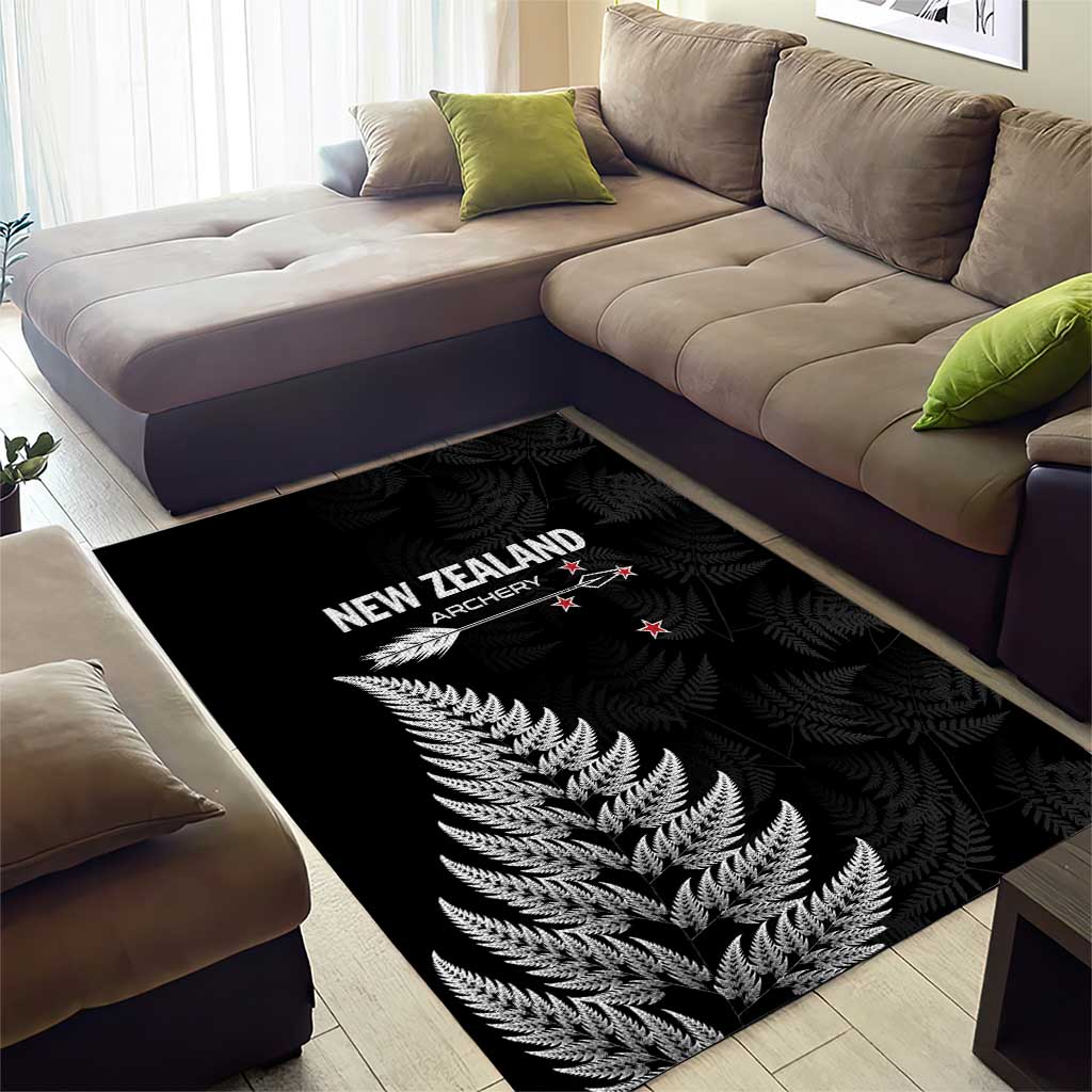 New Zealand 2025 Archery Area Rug Aotearoa Silver Arrows Black