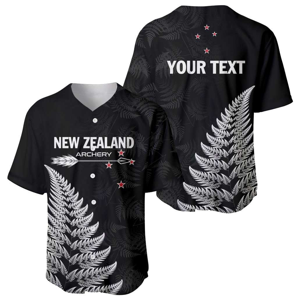 Personalised New Zealand 2025 Archery Baseball Jersey Aotearoa Silver Arrows Black LT01 - Polynesian Pride